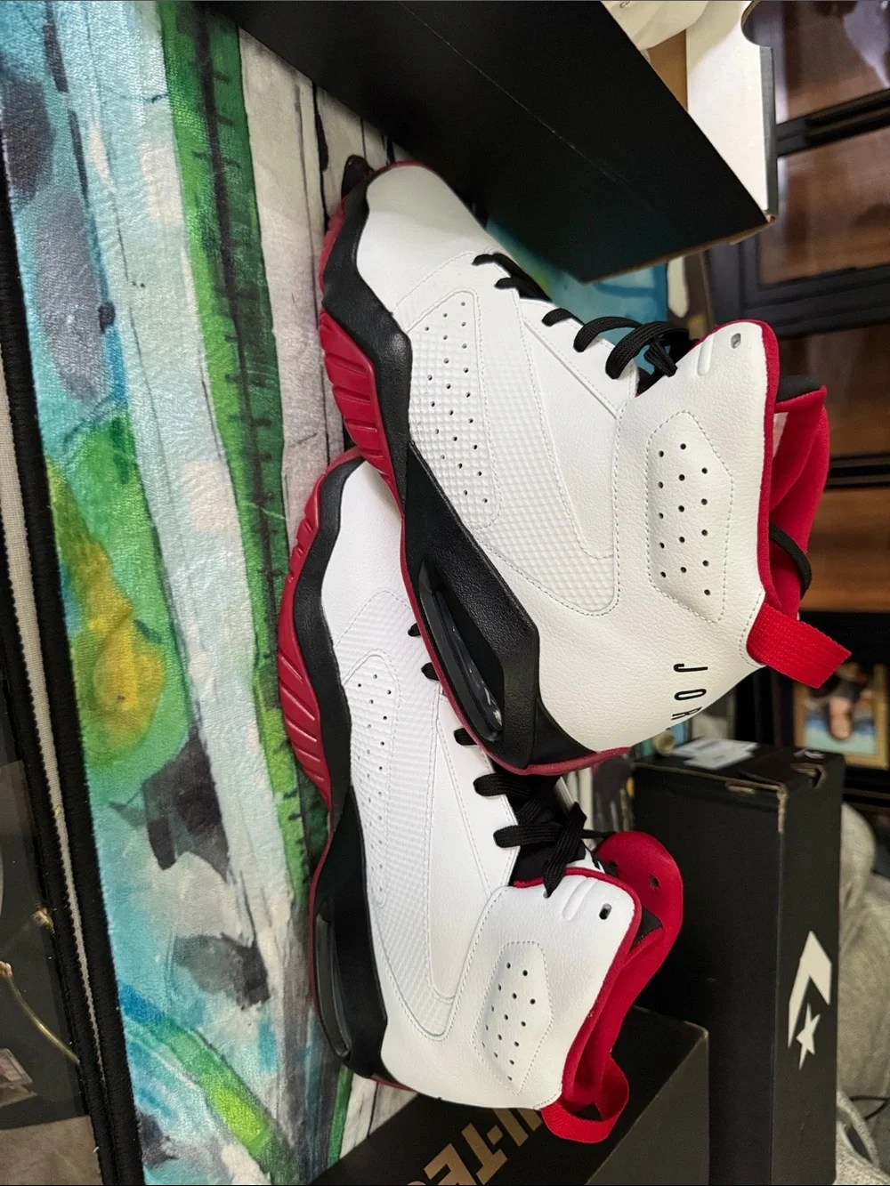 Jordan Men's White, Black & Red High-Top Sneakers
